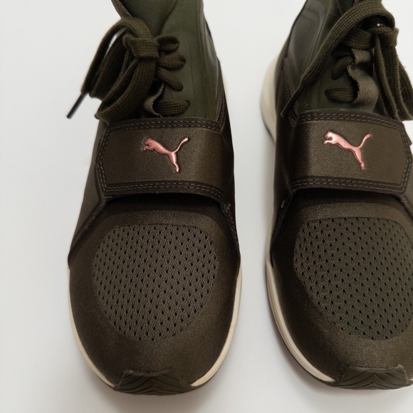 Puma Phenom Running Shoes Womens 6.5 Olive Green Rose Gold High Top - Picture 6 of 16